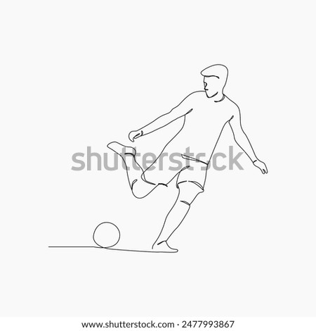 Soccer players, Continuous one line drawing, playing football simple line art vector design.