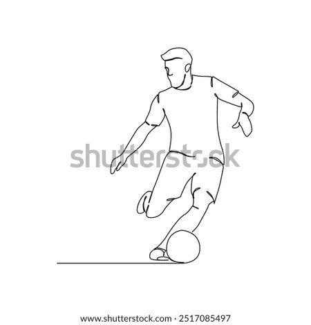 Soccer players, Continuous one line drawing, playing football simple line art vector design.