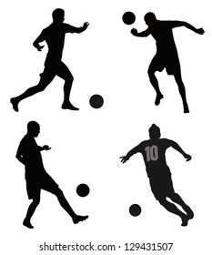 Soccer players detailed vector silhouettes set. Sports design