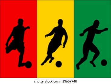 Soccer players and flag of Guinea