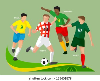 Soccer players Group A, illustration vector design.