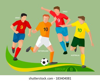 Soccer players Group B,  illustration vector design.