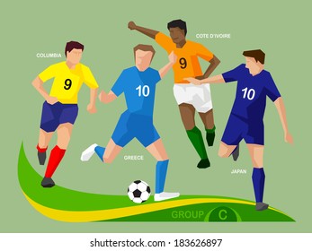 Soccer players group C,  illustration vector design.