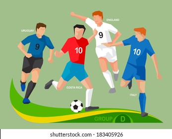 Soccer players group D, illustration vector design.