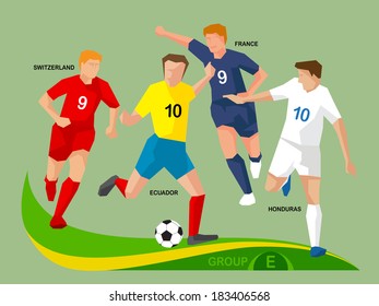 Soccer players group E, illustration vector design.