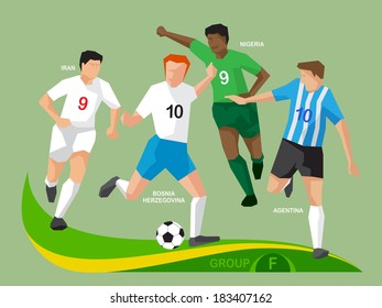 Soccer players group F, illustration vector design.