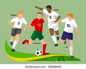 Soccer players group G, illustration vector design.