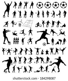 soccer players group vector silhouettes