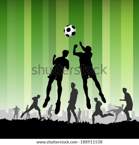 Soccer with Players on green background, vector illustration