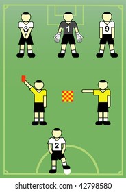 Soccer  players and referees. Vector illustration.