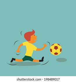 Soccer players running after ball ahead