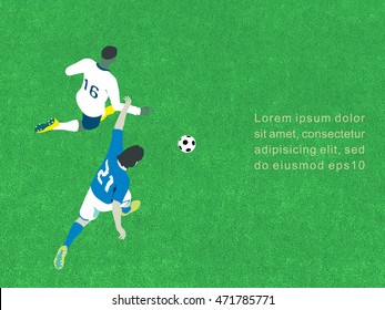 
Soccer players running after the ball. Action football players.