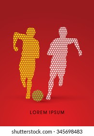 Soccer players, Running with ball designed using line triangle pattern graphic vector