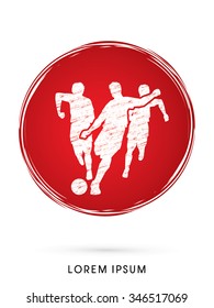 Soccer players, Running designed on grunge circle line graphic vector