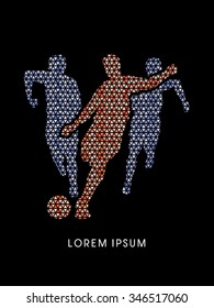 Soccer players, Running designed using colorful mosaic graphic vector