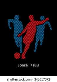 Soccer players, Running designed using net pattern graphic vector