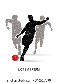 Soccer players, Running designed using grunge brush graphic vector