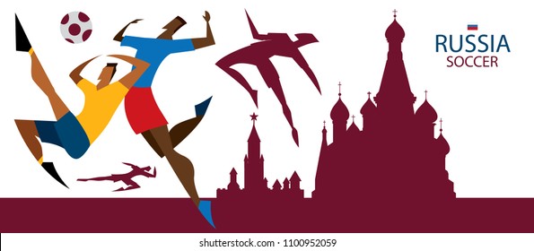 Soccer Players in Russia, Football Illustration (Vector Art)