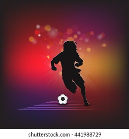 Soccer players silhouette with ball isolated