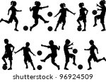 Soccer Players Silhouettes of Kids - Boys and Girls