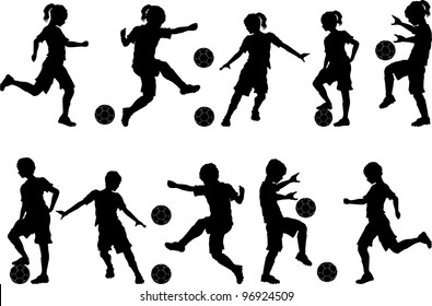 Soccer Players Silhouettes of Kids - Boys and Girls
