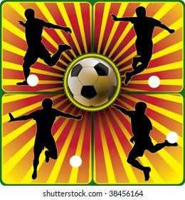 Soccer players silhouettes on abstract background. Vector illustration.