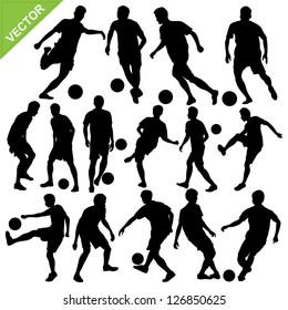 Soccer players silhouettes vector