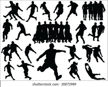 soccer players silhouettes vector collection