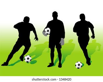 Soccer players silhouettes - vector illustration!