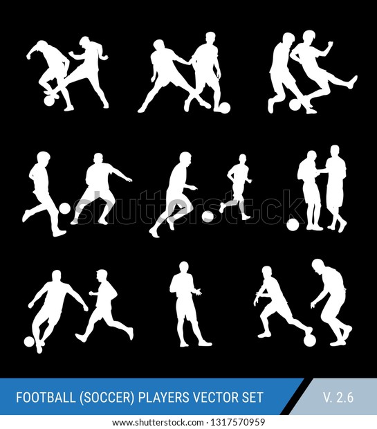Soccer Players Silhouettes Vector Set Different Stock Vector (Royalty ...