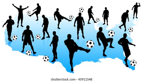 Soccer Players with United States Mao Original Vector Illustration