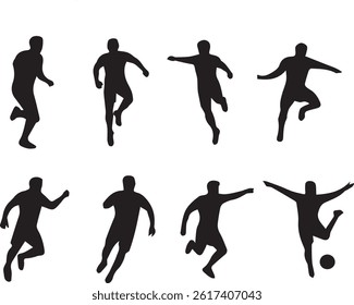 Soccer Players Vector Set  , Football Player Silhouettes ,Vector Soccer Athletes ,Football Player Vector Icons