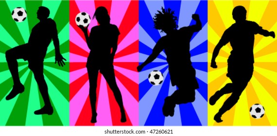 soccer players vector silhouettes