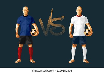 soccer players versus each other banner low-poly style Croatia versus England