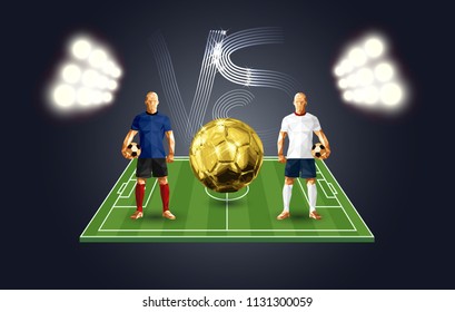 soccer players versus each other banner low-poly style Croatia versus England