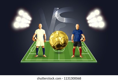 soccer players versus each other banner low-poly style France versus Croatia