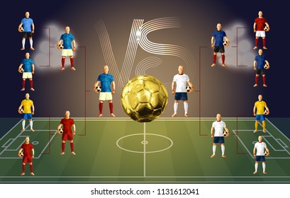 soccer players versus each other banner low-poly style France versus England