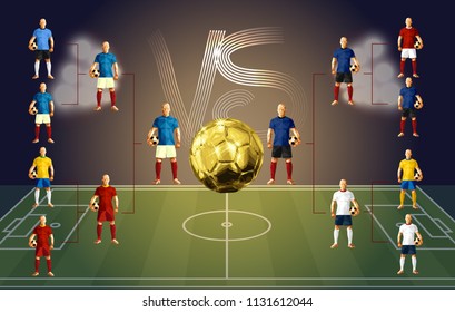 soccer players versus each other banner low-poly style France versus Croatia