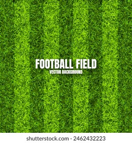 Soccer playing field with green grass. Football pitch background with stripes. Sports ground, stadium with fake or natural grass. Vector illustration