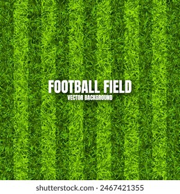 Fußballplatz mit grünem Gras. Fußball-Platz Hintergrund mit Streifen. Sportplatz, Stadion mit künstlichem oder natürlichem Gras. Vektorillustration