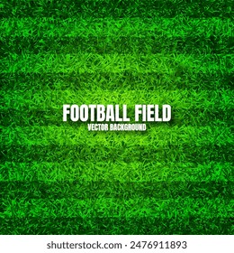 Soccer playing field with green grass. Football pitch background with stripes. Sports ground, stadium with fake or natural grass. Vector illustration