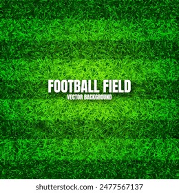Soccer playing field with green grass. Football pitch background with stripes. Sports ground, stadium with fake or natural grass. Vector illustration