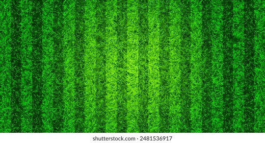 Soccer playing field with green grass. Football pitch background with stripes. Sports ground, stadium with fake or natural grass. Vector illustration