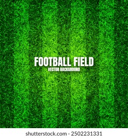 Soccer playing field with green grass. Football pitch background with stripes. Sports ground, stadium with fake or natural grass. Vector illustration