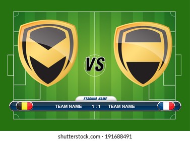 soccer playing field with match competition. Vector illustration. 
