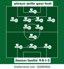 soccer playing field with strategy elements. Soccer tactic diagram