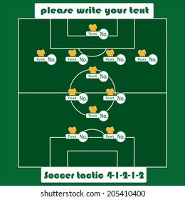 soccer playing field with strategy elements. Soccer tactic diagram.