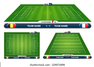 soccer playing field with strategy elements. Vector illustration. 