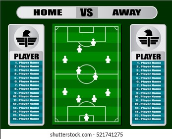 soccer playing field with strategy elements. Vector illustration.