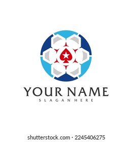 Plantilla vectorial del logotipo de Soccer Poker, conceptos de diseño del logo de Creative Poker
